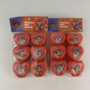 Vintage Looney Tunes Valentines Mini Treat Baskets 1997 Set of 2